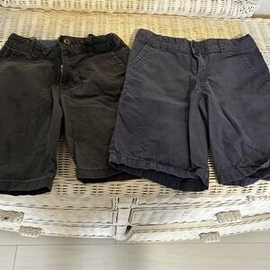 Cat and Jack boys 2 pairs of blue and dark gray khaki shorts with ad waist so 10